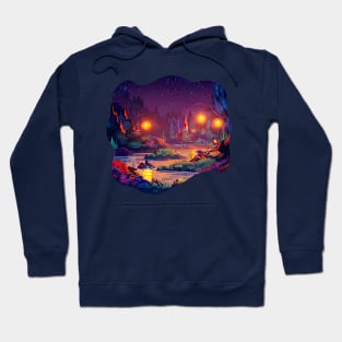 Magic Lantern Lighting Lake Water Pond Reflection Watercolor Hoodie